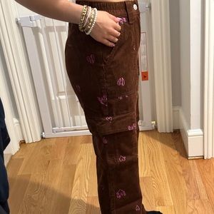 Pacsun embroidered corduroy cargo pants